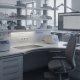 mesa de trabajo ergonómica de laboratorio con un estilo realista